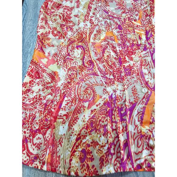 Jaclyn Smith Tops Women’s Orange Button Up Shirt Sleeveless Blouse Size Med - Picture 2 of 7